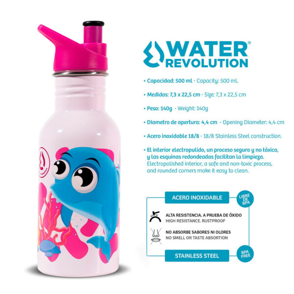 Ampolla Inox Kids 500 ml Water Revolution Rosa