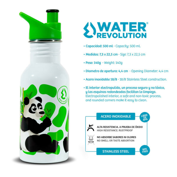 Ampolla Inox Kids 500 ml Water Revolution Panda