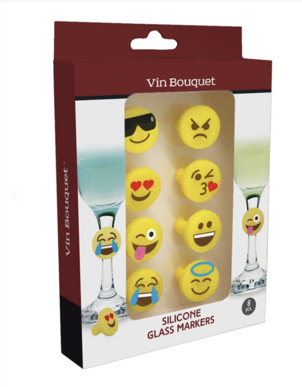 Set 8 Marca copas Emoticonos